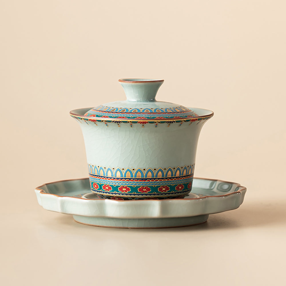 Gaiwan Ruyao Sky Blue Porcelain Dunhuang Baoxiang 160ml