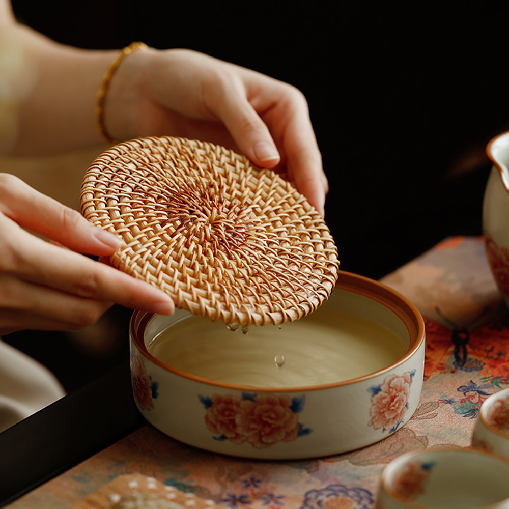Ruyao Porcelain Gaiwan Set - Ru Ware Hibiscus Ice Crackle
