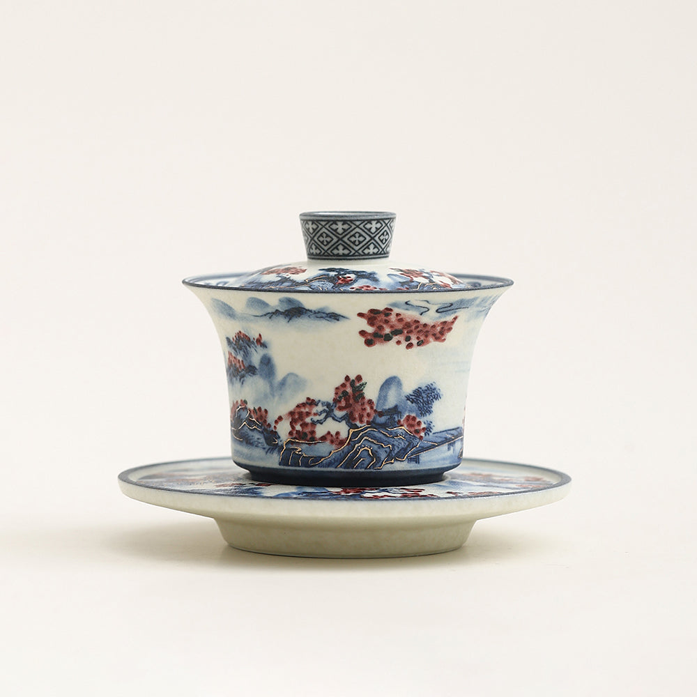 Gaiwan | Blue White Porcelain Landscape Hand-Painted