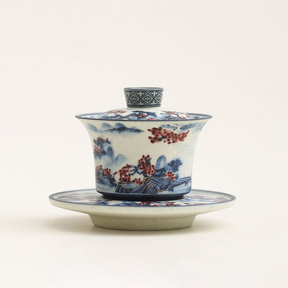 Gaiwan | Blue White Porcelain Landscape Hand-Painted