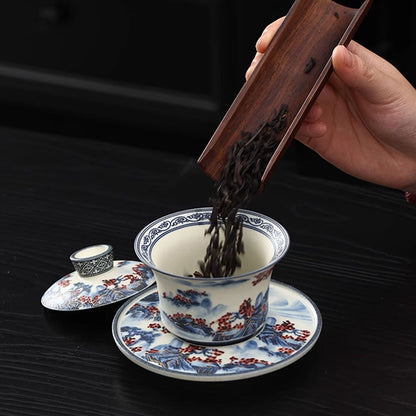 Gaiwan | Blue White Porcelain Landscape Hand-Painted