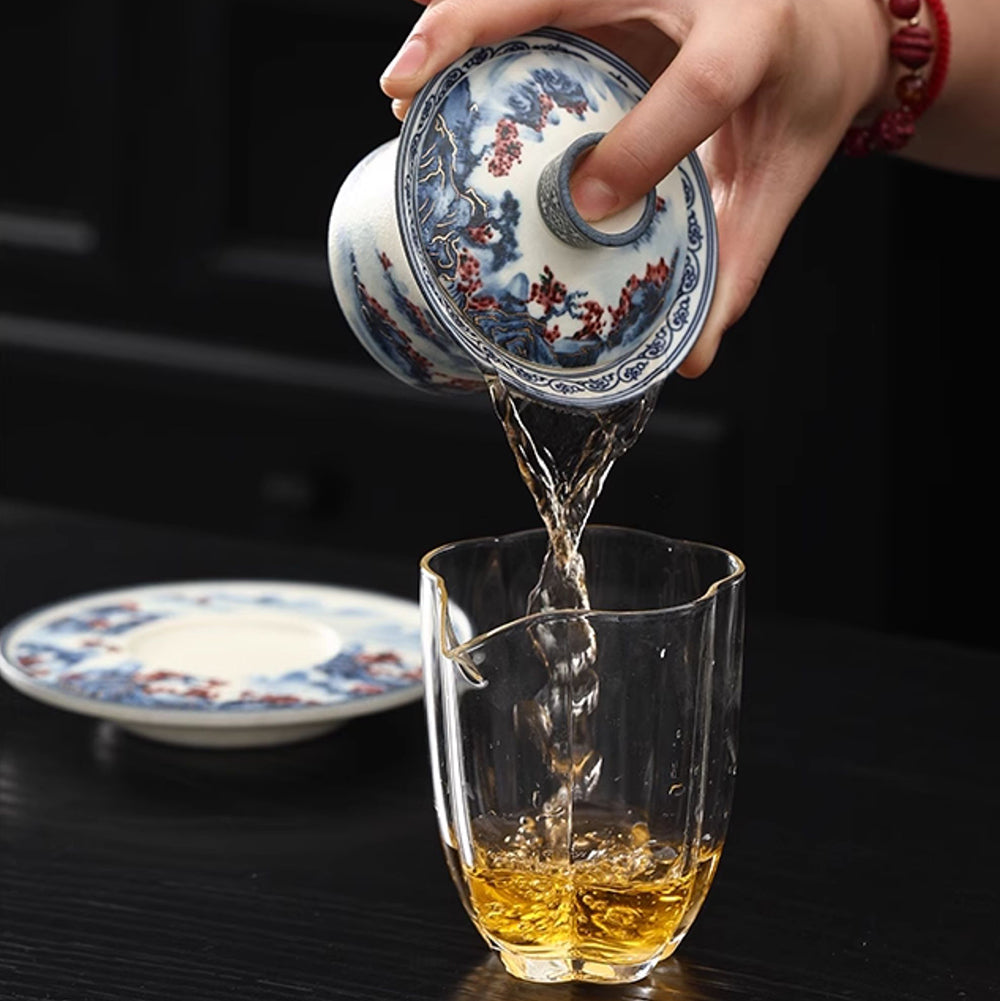 Gaiwan | Blue White Porcelain Landscape Hand-Painted