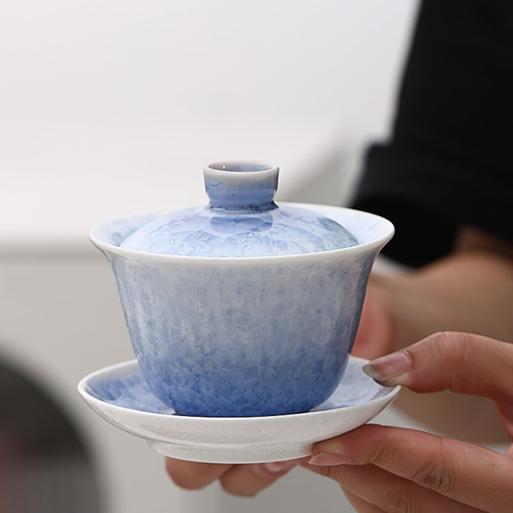 Ruyao Gaiwan Blue Ice Crystal Glaze 160ml Gift Box Snowflake