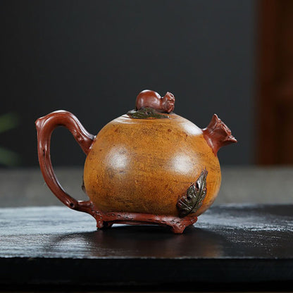 Zisha Teapot Pomegranate Yixing Ore Red Clay 420ml Gift Box