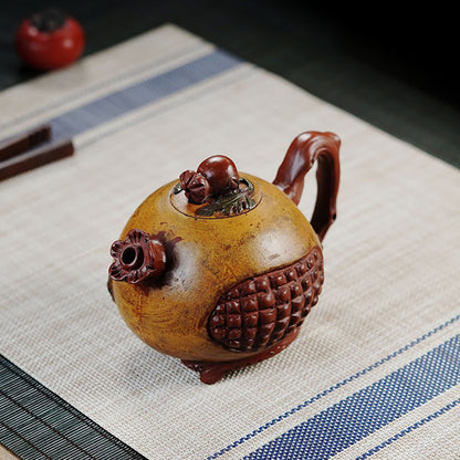 Zisha Teapot Pomegranate Yixing Ore Red Clay 420ml Gift Box