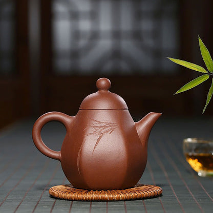 Dragon Egg Teapot Yixing Purple Clay Carved Inscription 170ml