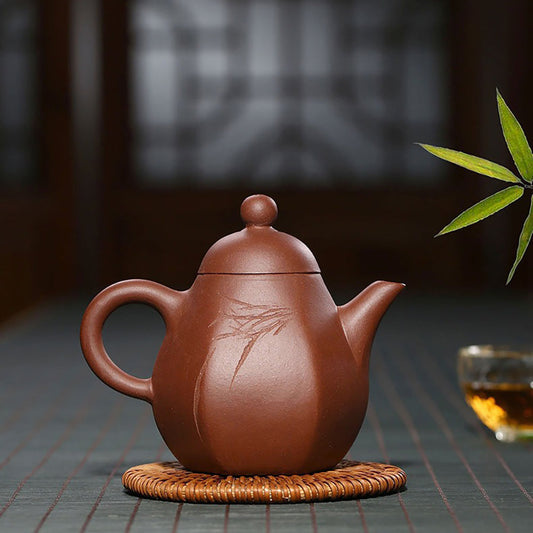 Dragon Egg Teapot Yixing Purple Clay Carved Inscription 170ml