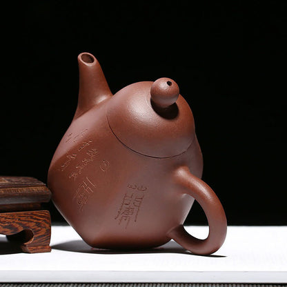 Dragon Egg Teapot Yixing Purple Clay Carved Inscription 170ml