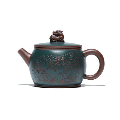 Koi Teapot Yixing Purple Green Clay Pixiu Hanwa 280ml Gift