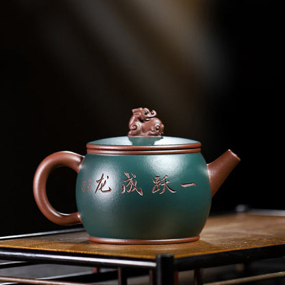 Koi Teapot Yixing Purple Green Clay Pixiu Hanwa 280ml Gift