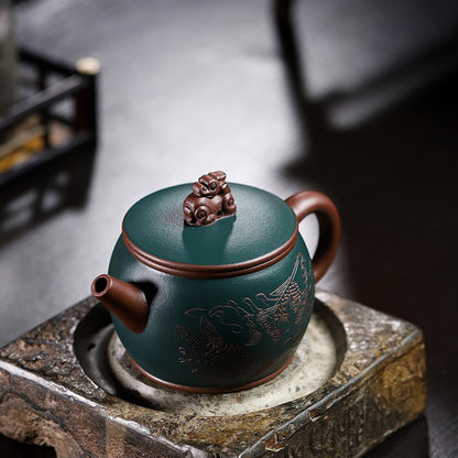Koi Teapot Yixing Purple Green Clay Pixiu Hanwa 280ml Gift