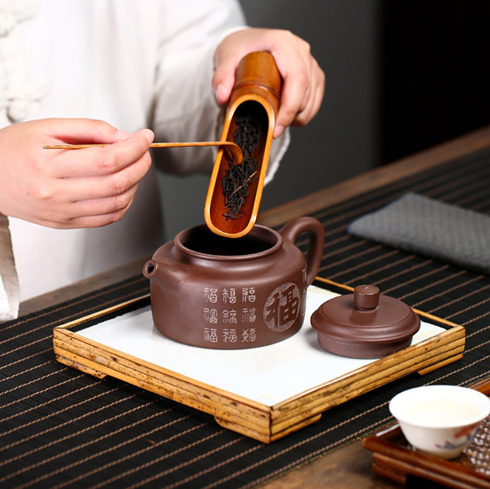 Purple Clay Teapot Dezhong Fu Blessing – 320ml Chinese Tea Gift