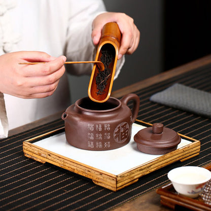 Purple Clay Teapot Dezhong Fu Blessing – 320ml Chinese Tea Gift