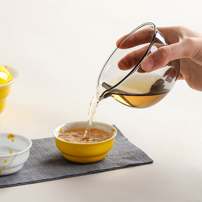 Travel Tea Set Ceramic Rapeseed Flower Yellow 4-Piece Bag