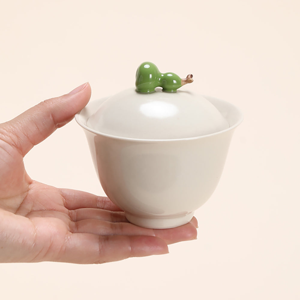 Travel Tea Set – Gaiwan Gourd Wood Ash Glaze Ceramic
