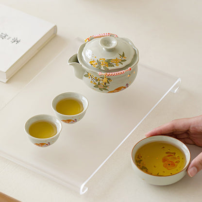 Travel Tea Set Ceramic Osmanthus Koi Portable Gongfu Kit