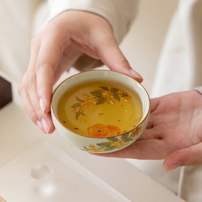 Travel Tea Set Ceramic Osmanthus Koi Portable Gongfu Kit
