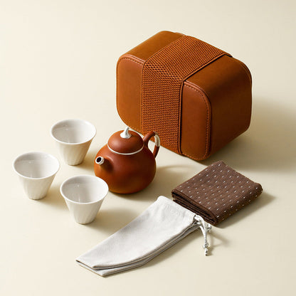 Travel Tea Set Portable Gongfu Purple Clay Teapot 5-Piece