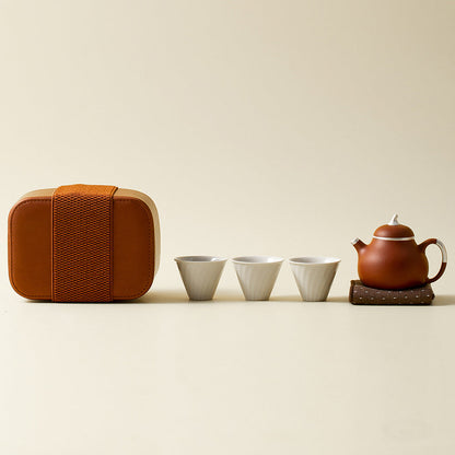 Travel Tea Set Portable Gongfu Purple Clay Teapot 5-Piece