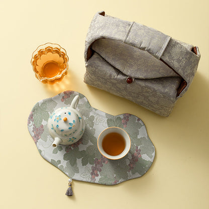 Travel Tea Set Ceramic Freesia Floral Portable Gongfu