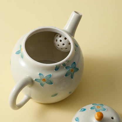 Travel Tea Set Ceramic Freesia Floral Portable Gongfu