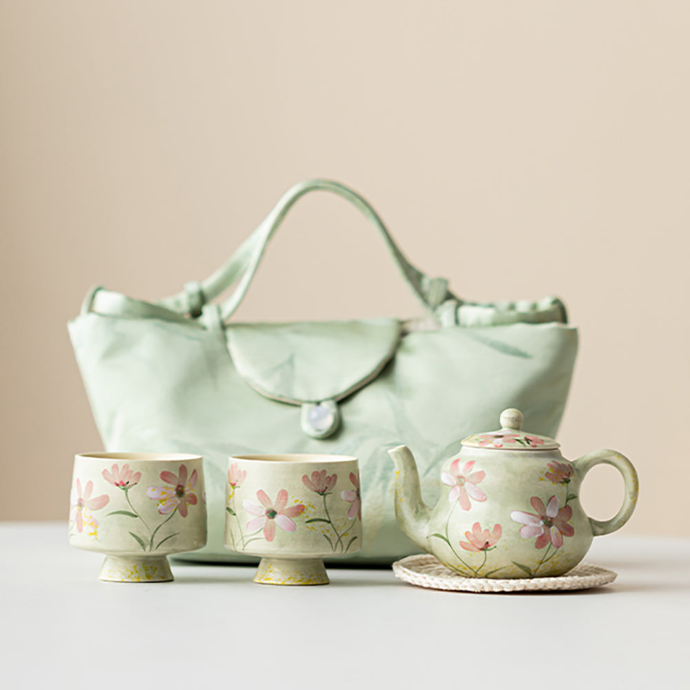 Kohiki Travel Tea Set Hand-Painted Floral Portable