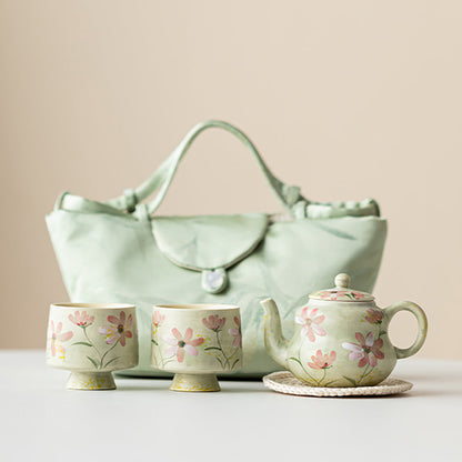 Kohiki Travel Tea Set Hand-Painted Floral Portable