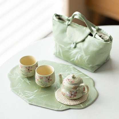 Kohiki Travel Tea Set Hand-Painted Floral Portable