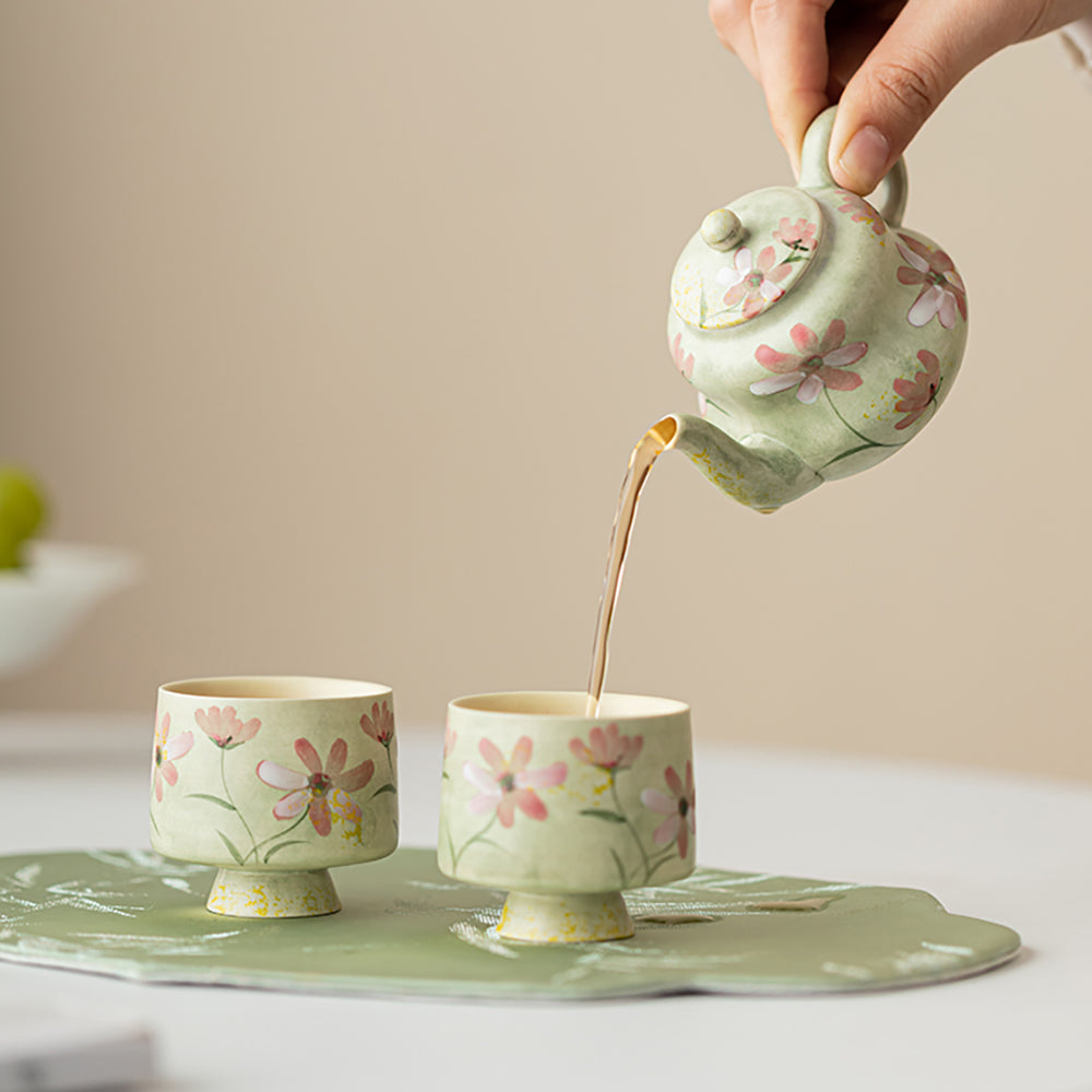 Kohiki Travel Tea Set Hand-Painted Floral Portable