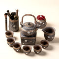 Gongfu Tea Set Japanese Coarse Pottery Plum Blossom 10-Piece