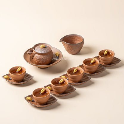 Wabi-Sabi Coarse Pottery Tea Set | Chayote Decor 11-Piece