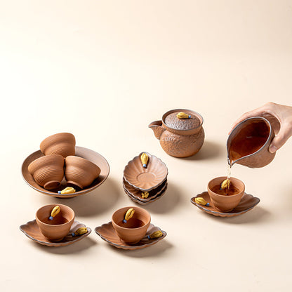 Wabi-Sabi Coarse Pottery Tea Set | Chayote Decor 11-Piece