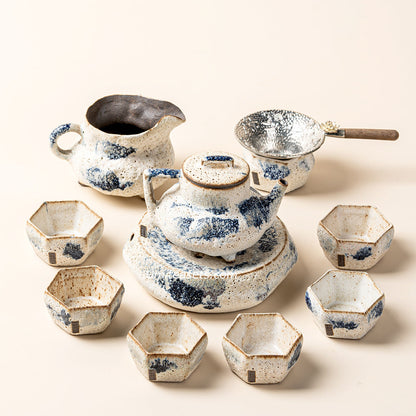 Kobiki Coarse Pottery Gongfu Tea Set for 6 with Stand