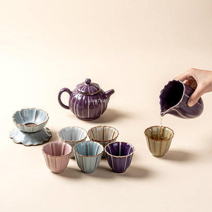 Jun Kiln Tea Set | Lotus Pod Agate Glaze Gongfu Portable