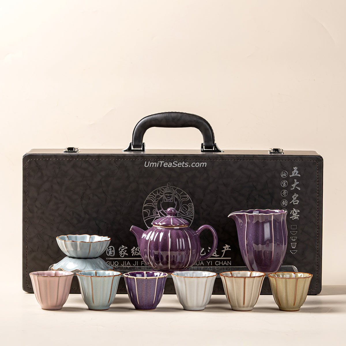 Jun Kiln Tea Set | Lotus Pod Agate Glaze Gongfu Portable