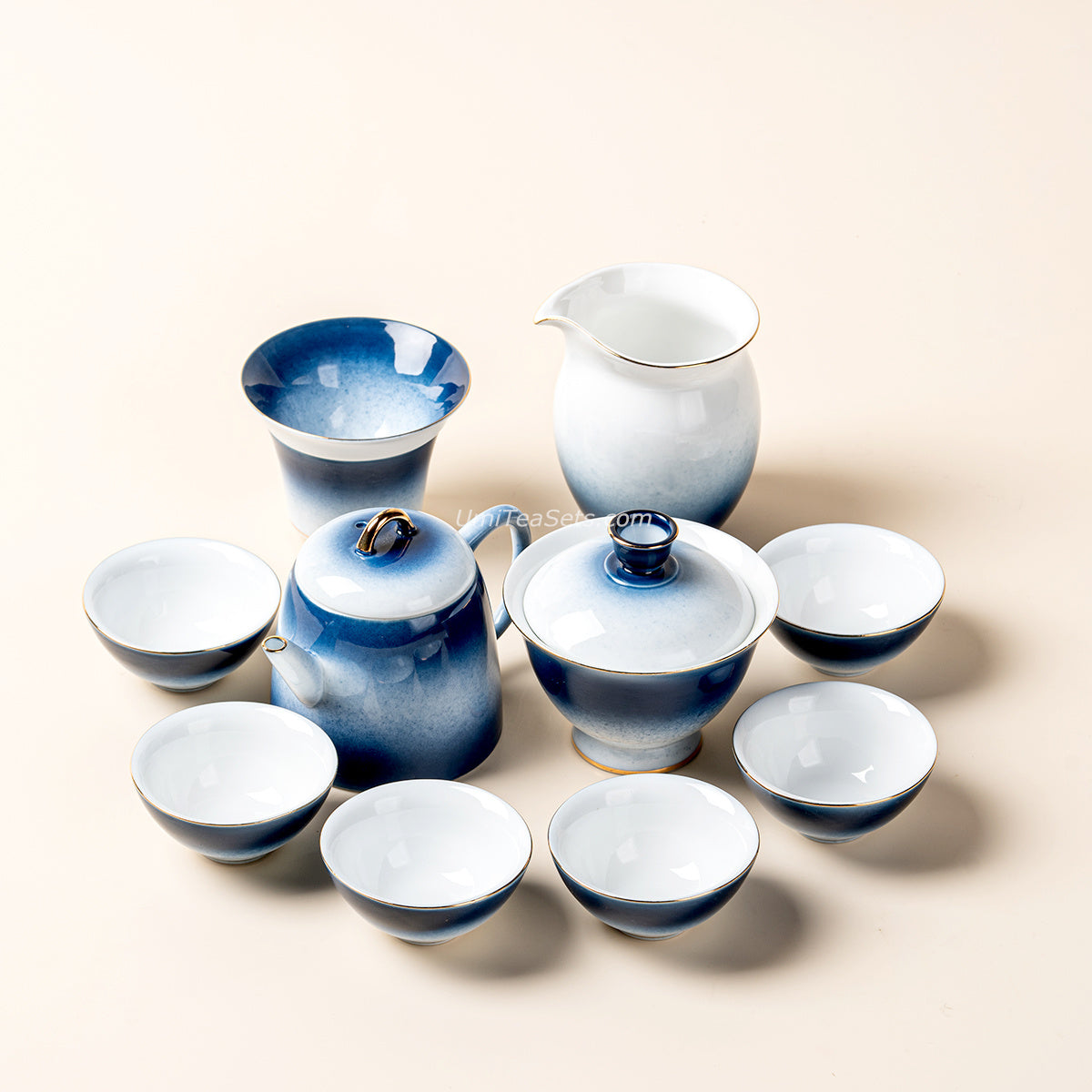 Gongfu Tea Set – Gradient Blue Jade Porcelain