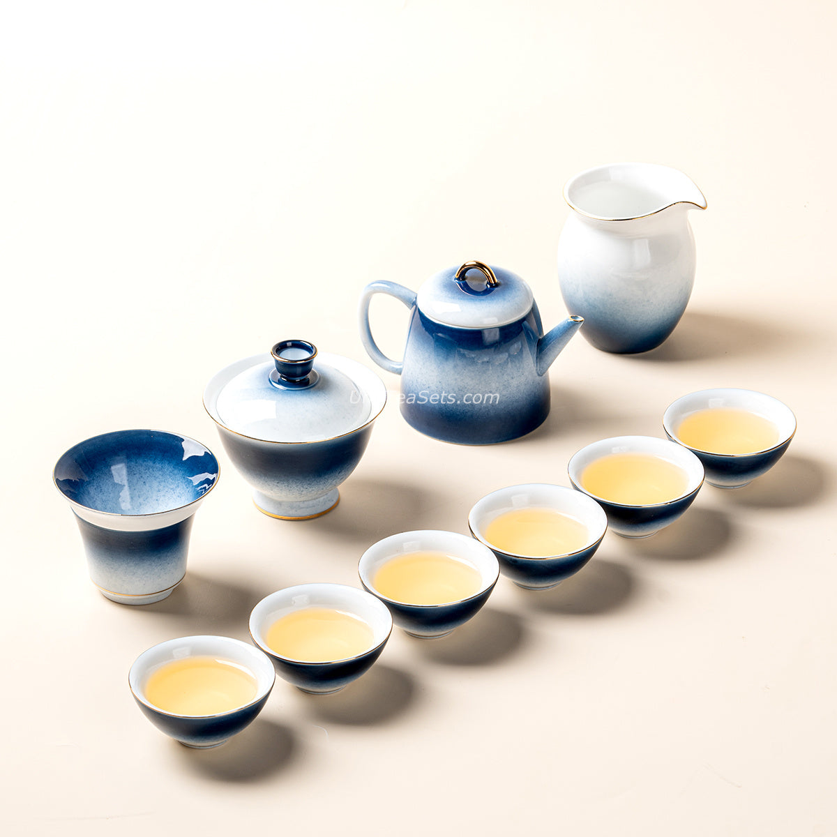 Gongfu Tea Set – Gradient Blue Jade Porcelain