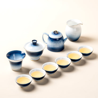 Gongfu Tea Set – Gradient Blue Jade Porcelain