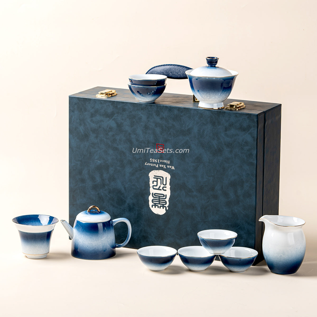 Gongfu Tea Set – Gradient Blue Jade Porcelain