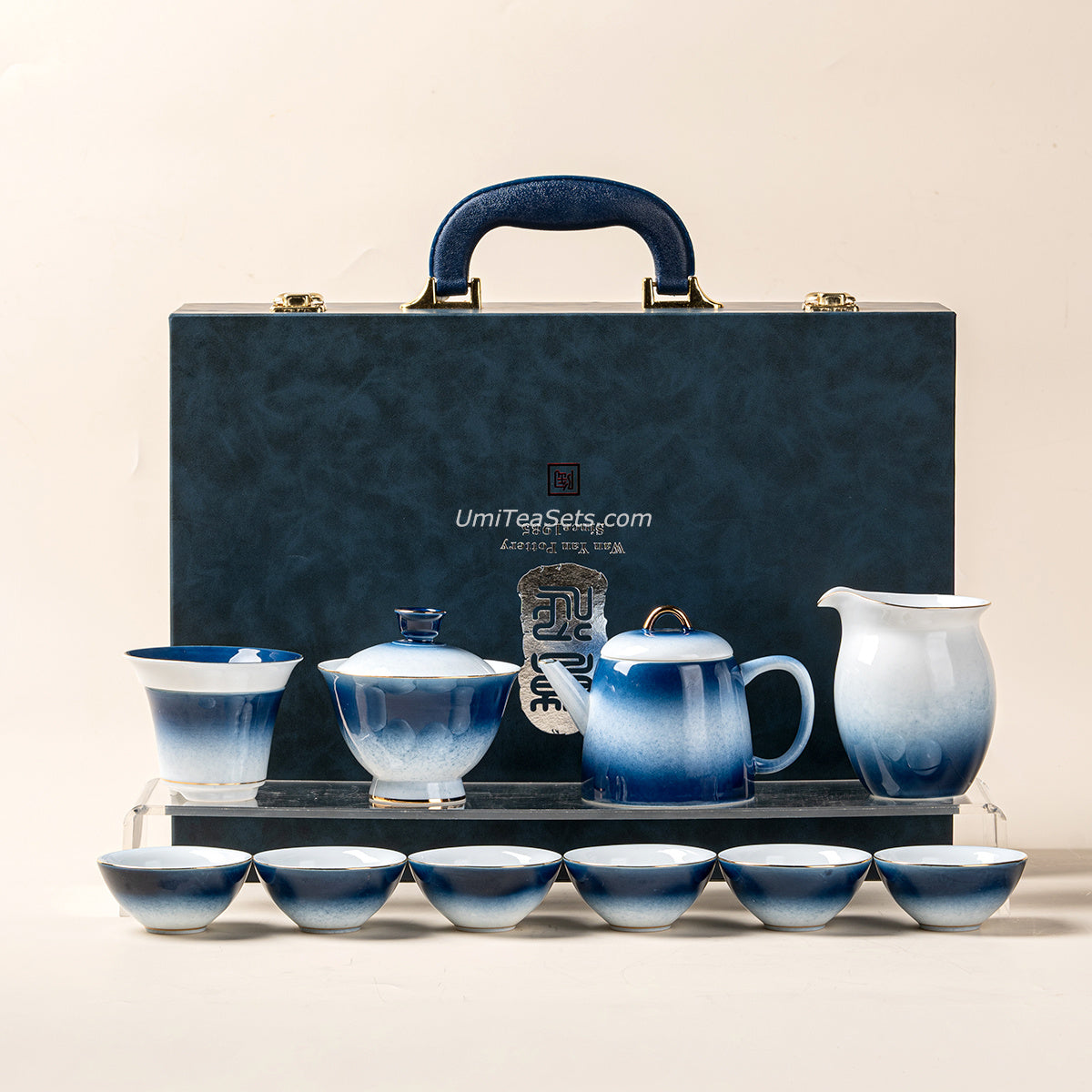 Gongfu Tea Set – Gradient Blue Jade Porcelain