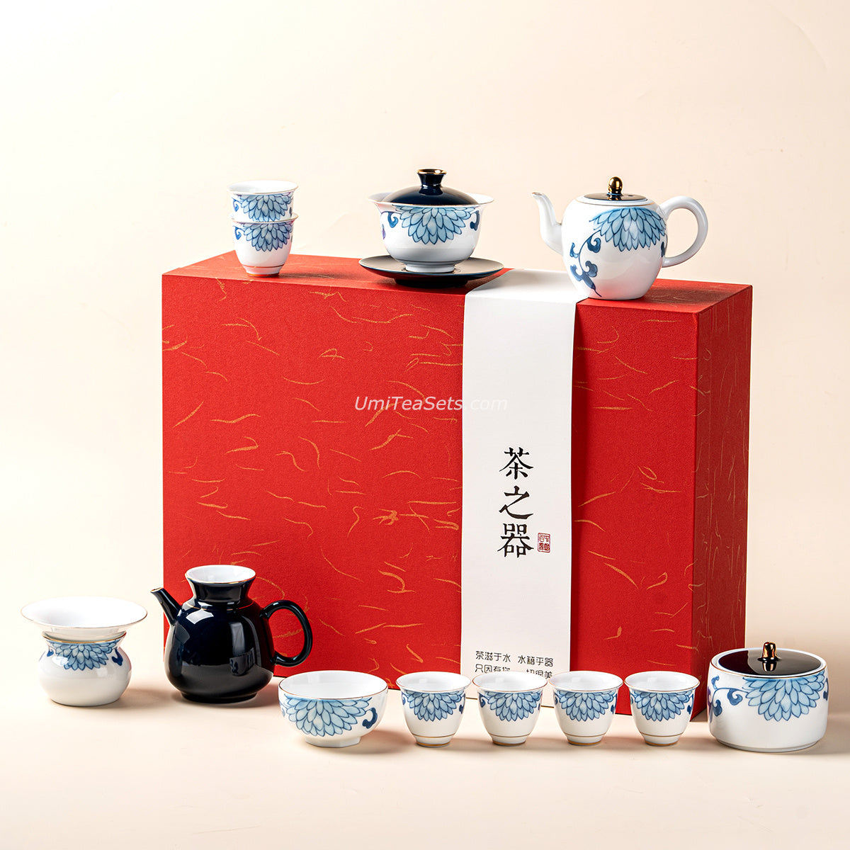 Chinese Tea Set | Blue White Porcelain Chrysanthemum