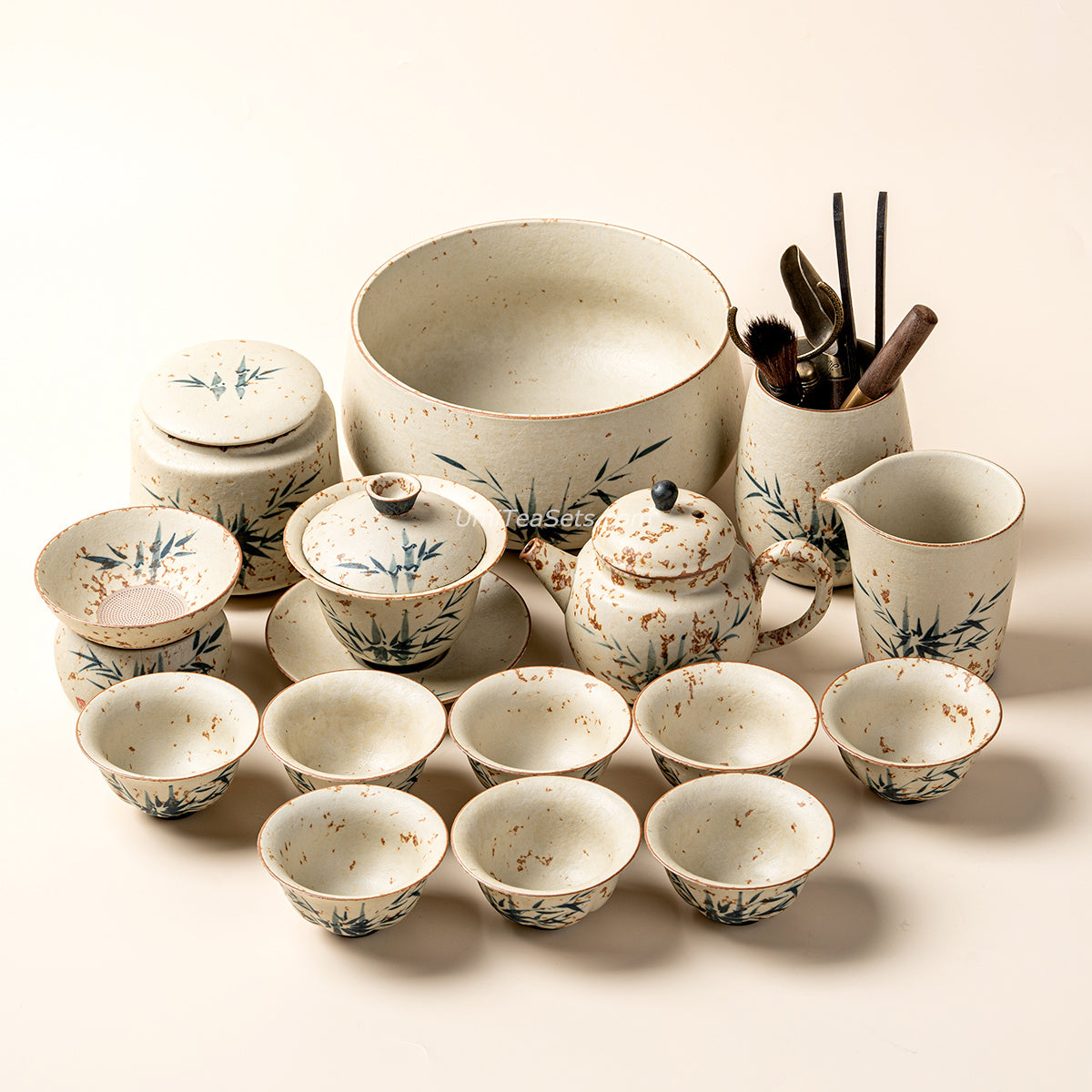 Ruyao Tea Set | Bamboo Ink Painting Flint Red Raw Ore