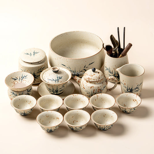 Ruyao Tea Set | Bamboo Ink Painting Flint Red Raw Ore