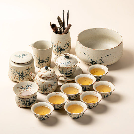 Ruyao Tea Set | Bamboo Ink Painting Flint Red Raw Ore