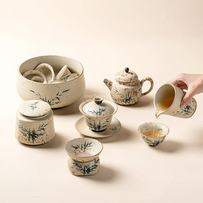 Ruyao Tea Set | Bamboo Ink Painting Flint Red Raw Ore