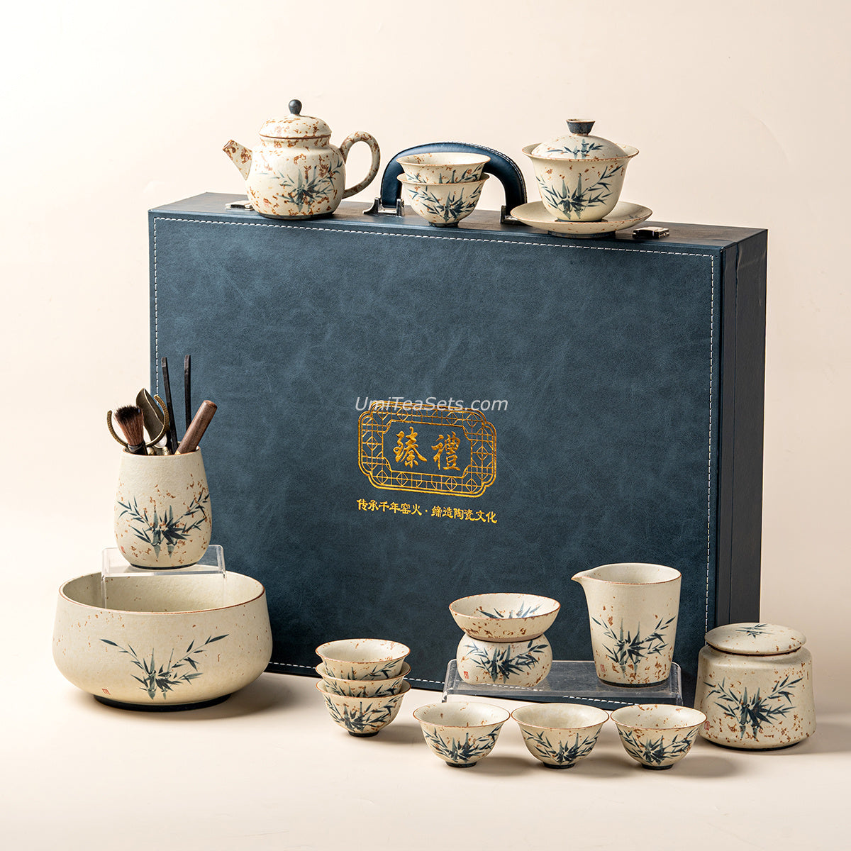 Ruyao Tea Set | Bamboo Ink Painting Flint Red Raw Ore