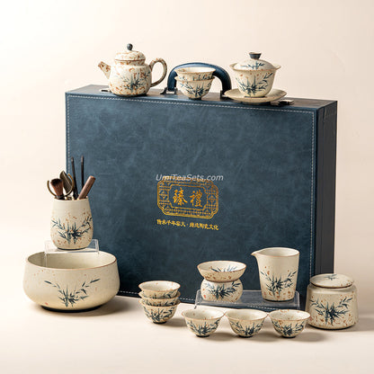 Ruyao Tea Set | Bamboo Ink Painting Flint Red Raw Ore
