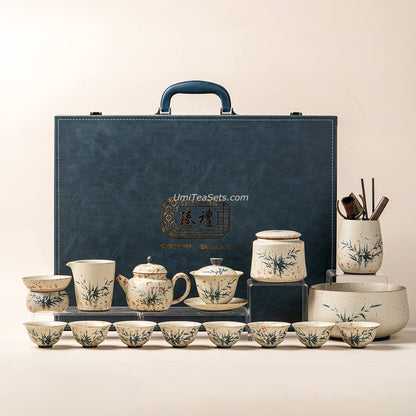 Ruyao Tea Set | Bamboo Ink Painting Flint Red Raw Ore