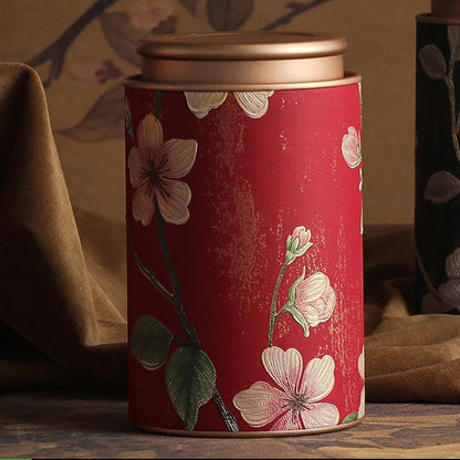 Metal Tea Caddy Embossed Floral Airtight Lid 4 Colors