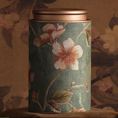 Metal Tea Caddy Embossed Floral Airtight Lid 4 Colors